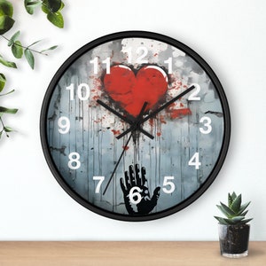 Graffiti Heart Wall Clock: Modern Urban Art Timepiece (10&quot; x 10&quot;)