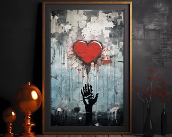 Abstract Graffiti Heart Canvas Print: Urban Pop Art (Digital Download)