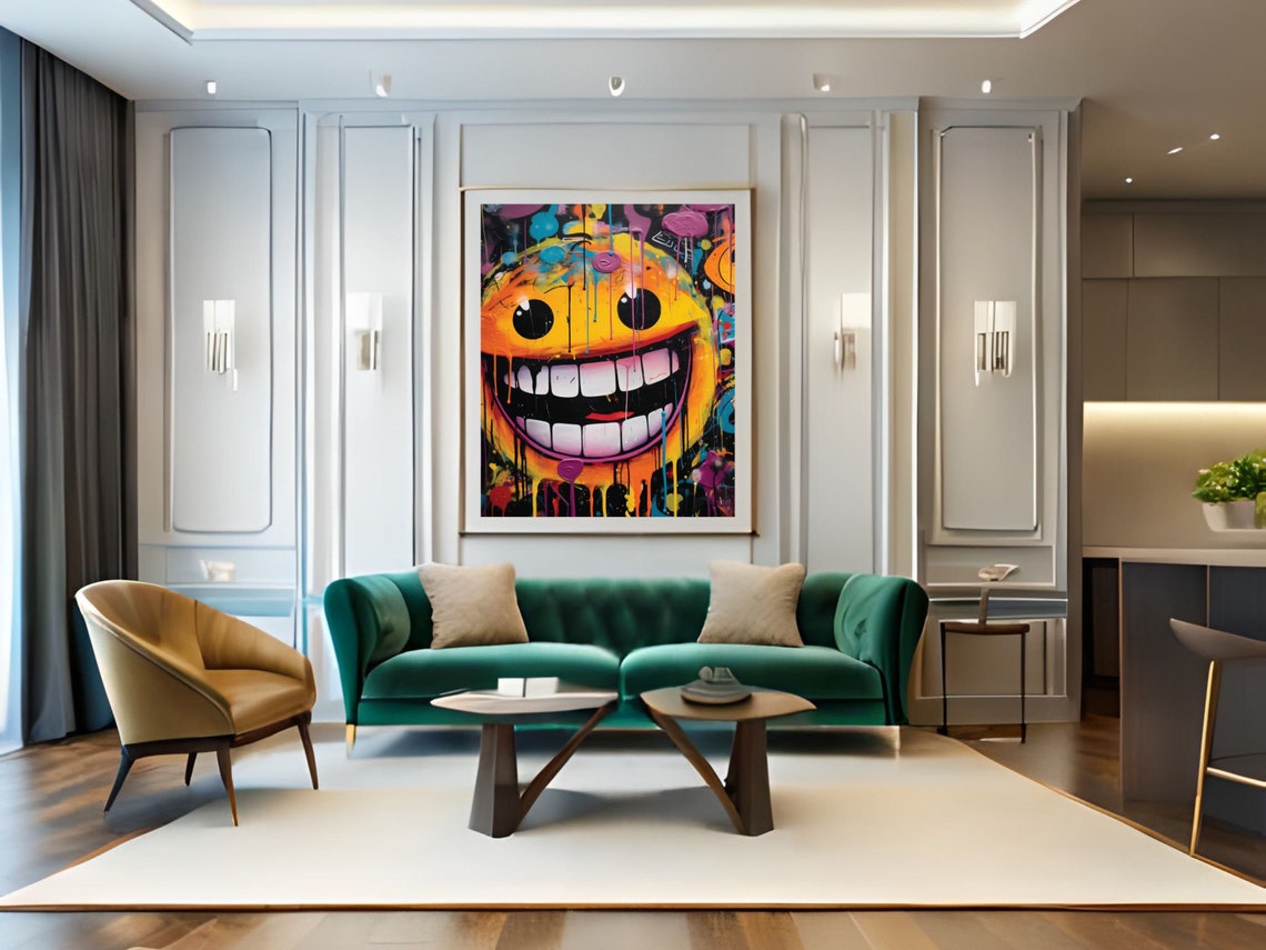 Graffiti Wall Art Funky Digital Download Vibrant Laughing Graffiti