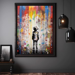 Bunter Graffiti Regen Print: Abstrakte zeitgenössische Kunst (Digitaler Download)