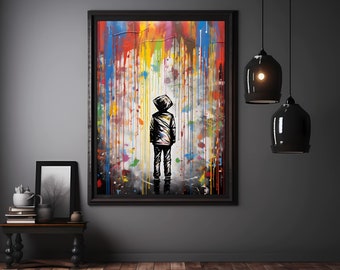 Colorful Graffiti Rain Print: Abstract Contemporary Art (Digital Download)