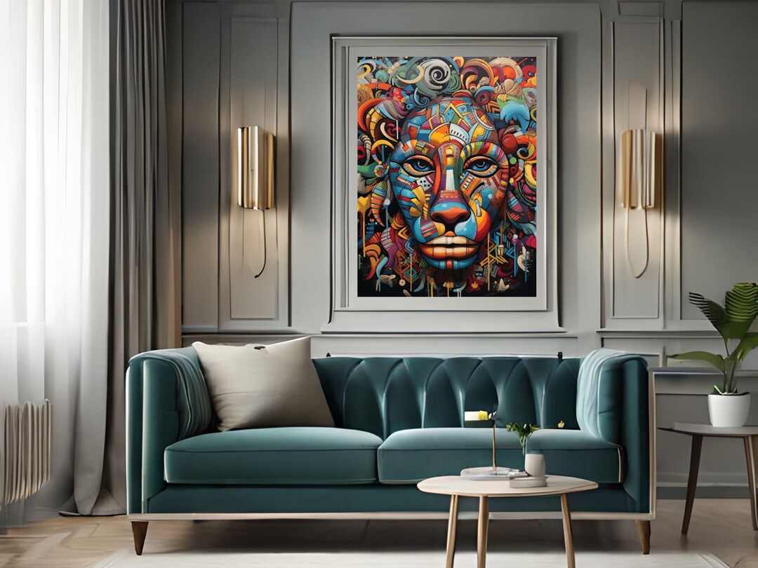 Colorful Lion Graffiti Art Print: Urban Home Decor (digital Download ...