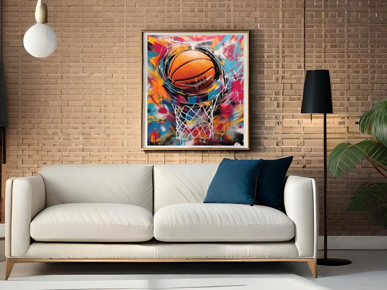 Colorful Basketball Graffiti Wall Art, Sports Poster, Printable Digital