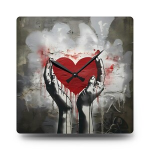 Unique Wall Clock - Graffiti Style. Round Wall Clock or Geometric Wall Clock for Modern Minimalist Home Decor