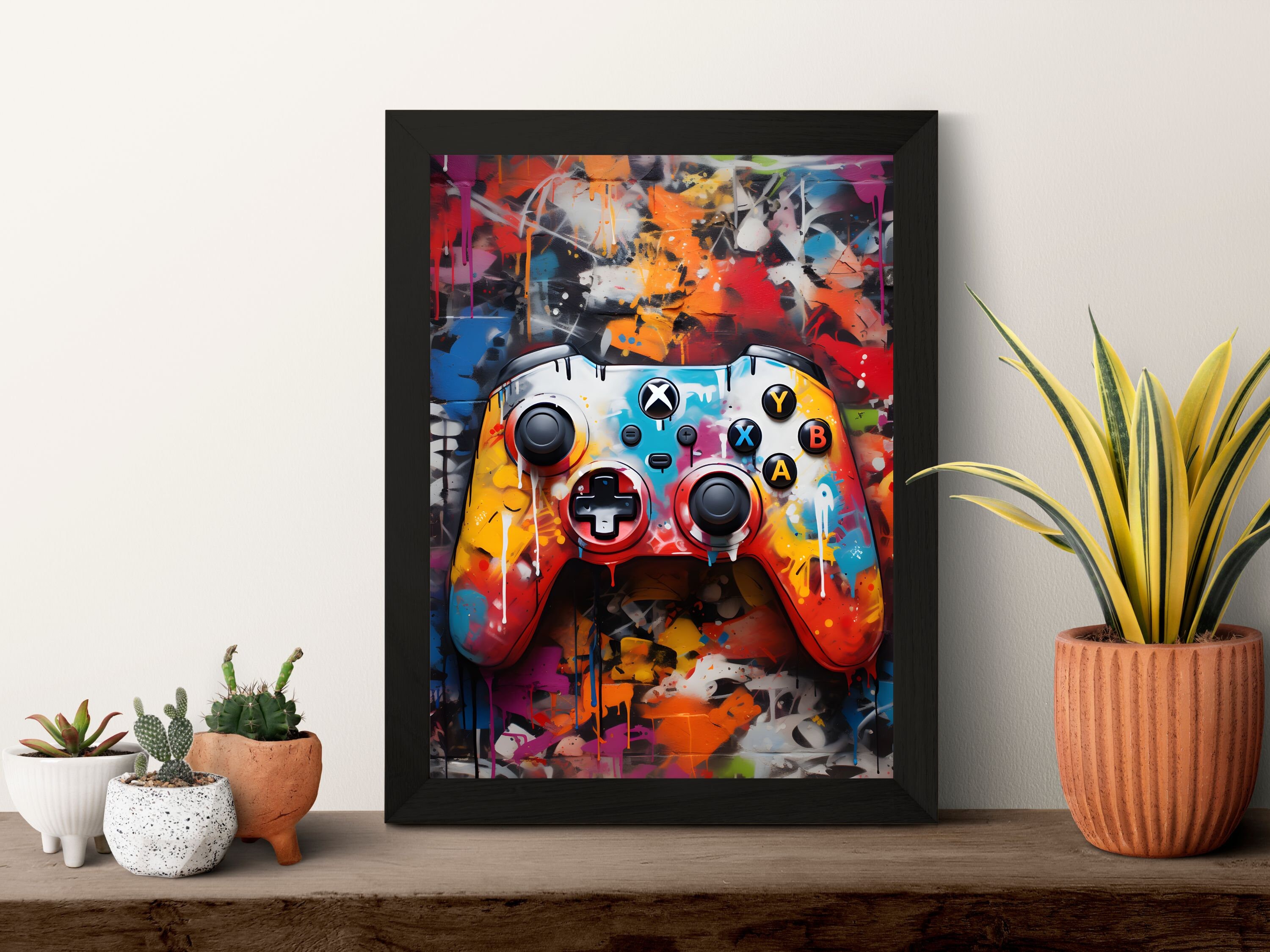 Colorful Video Game Controller Poster, Boys Bedroom Urban Pop Art  display picture 1