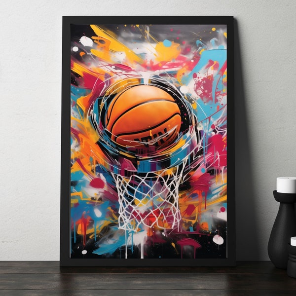 Graffiti Wall Art, Basketball Poster, Digital Download, Basketball Printable Wall Art