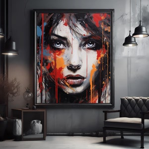 Abstraktes Graffiti Frau Portrait: Farbenfrohe Wandkunst (Digitaler Download)
