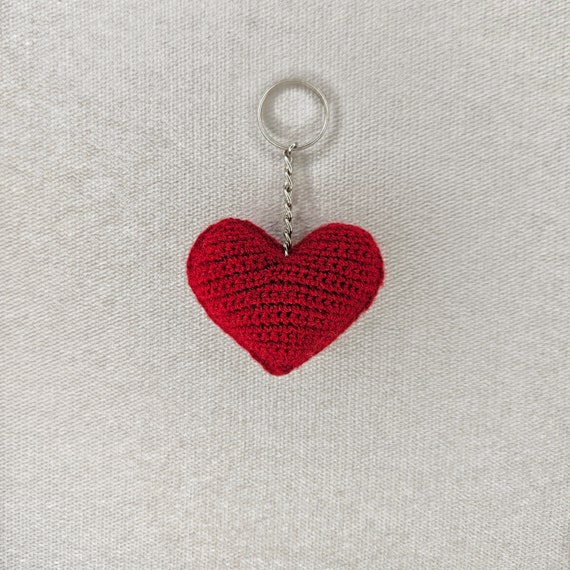 Heart Keychain / Knitted / Handmade / Handcraft / Gift / Crochet