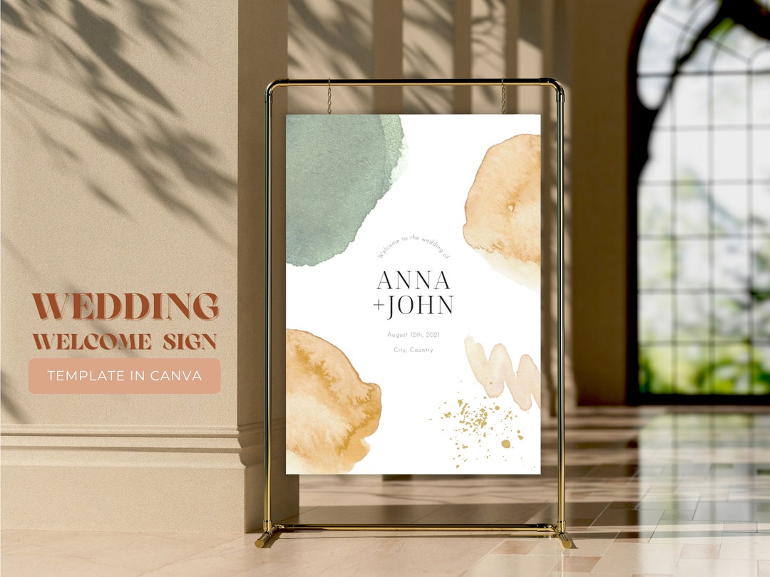 Modern Wedding Welcome Sign Template Modern Design Fully Editable ...