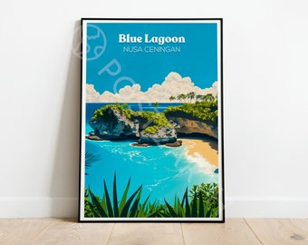 Affiche de voyage Blue Lagoon - Nusa Ceningan, Affiche Indonésie