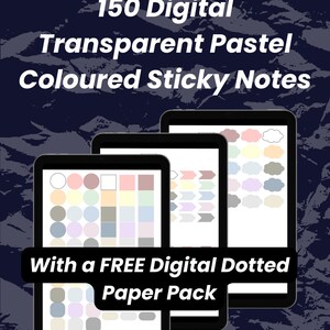 Può includere: Sticker digitali per planner con 150 note adesive trasparenti color pastello e un pacchetto di carta digitale a pois gratuito. Le note sono di varie forme e dimensioni, tra cui cerchi, quadrati e rettangoli. I colori sono morbidi e tenui, tra cui rosa, blu, verde, giallo e grigio.