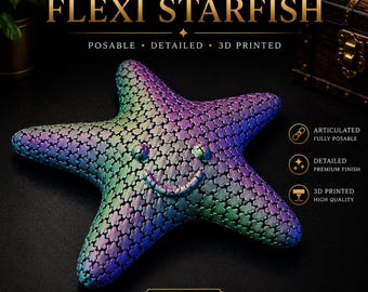 Articulated 3D Printed Starfish Fidget Toy | Flexible Starfish Desk Toy | Rainbow Marine Life  | Unique Gift for Kids & Adults