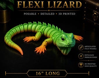 Articulated 3D Printed Lizard (Iguana) Fidget Toy | Flexible Gecko Desk Toy | Color-Changing Rainbow Reptile | Unique Gift for Kids & Adults