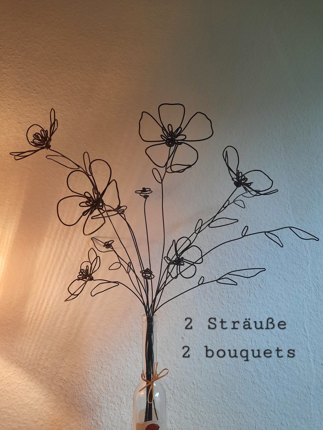 Handmade Wire Flower Bouquet Black Aluminum Wire Seven Etsy