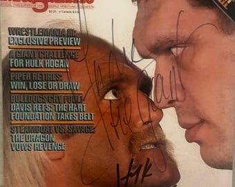 Foto vintage 8x10 autografate da Hulk Hogan e André the Giant con certificato di autenticità.
