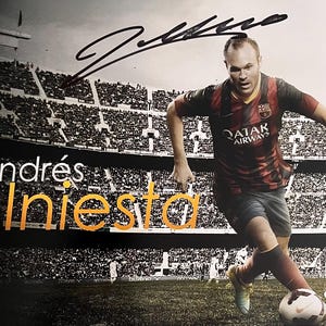 Andres Iniesta Autographed Soccer FC Barcelona Photo with COA