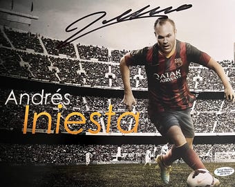 シャビ・エルナンデスのサイン入りバルセロナサッカー写真 - Etsy 日本
