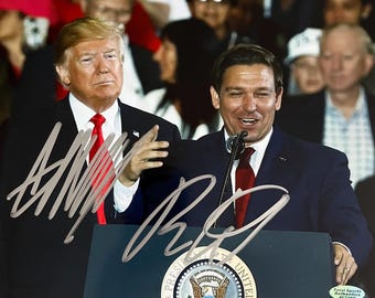 Donald Trump and Ron DeSantis signed photo with COA