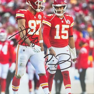 Patrick Mahomes and Travis Kelce dual autographed photo with COA
