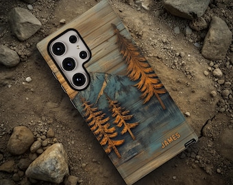Personalized Phone Case, Rustic Wood Panel effect Phone Cover; Pixel, Galaxy, iPhone