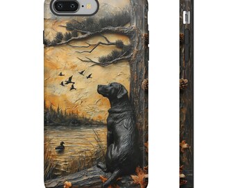 Bird Dog Phone Case, Black Labrador Retriever Hunting Ducks, Gift for Dog Lover, Labrador Mom Dad, iPhone, Samsung Galaxy, Google Pixel