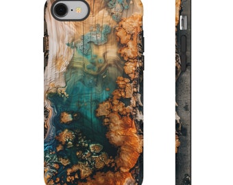 Live edge wood and Resin/Epoxy V2 Phone Case, Tough Case, Live Edge Wood Design, S24, iPhone, Samsung, Pixel