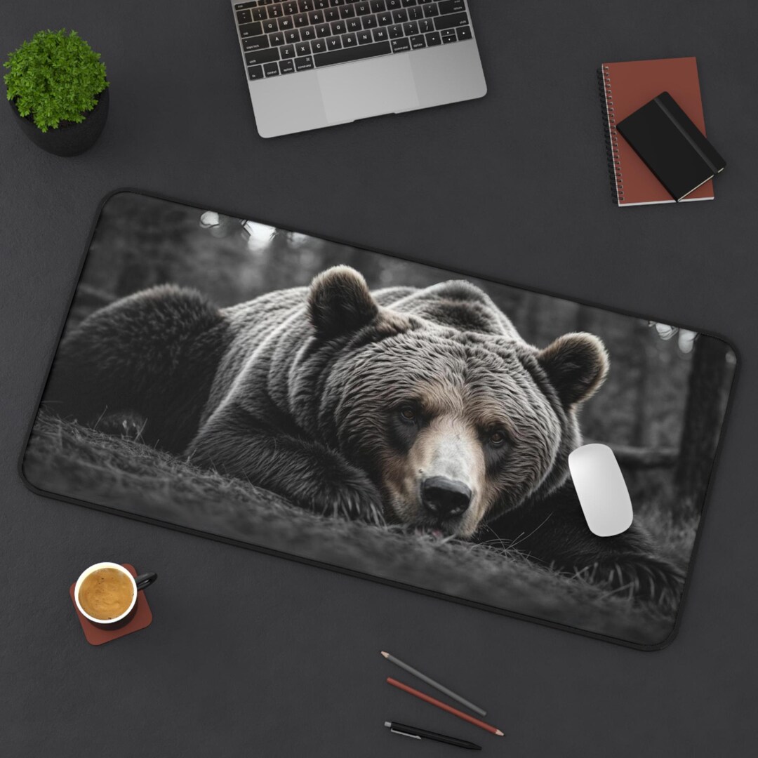 Grizzly Bear Desk Mat: Wildlife Office Decor, Nature Mouse Pad - Etsy