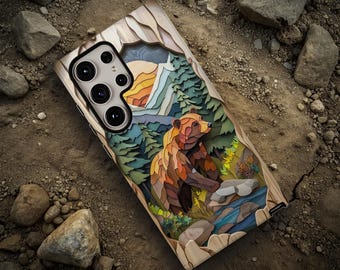 Bear Phone Case: Wilderness Wood Cutout - Tough Case