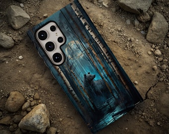 Rustic Wood Bear Phone Case: Impact-Resistant Polycarbonate