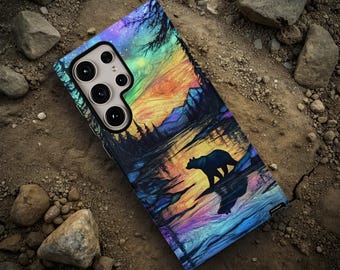 Northern Lights Bear Phone Case, Outdoor Phone Cover