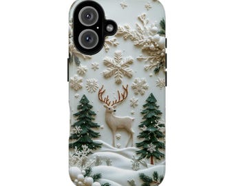 Christmas Deer Phone Case: Winter Snowy Forest Design