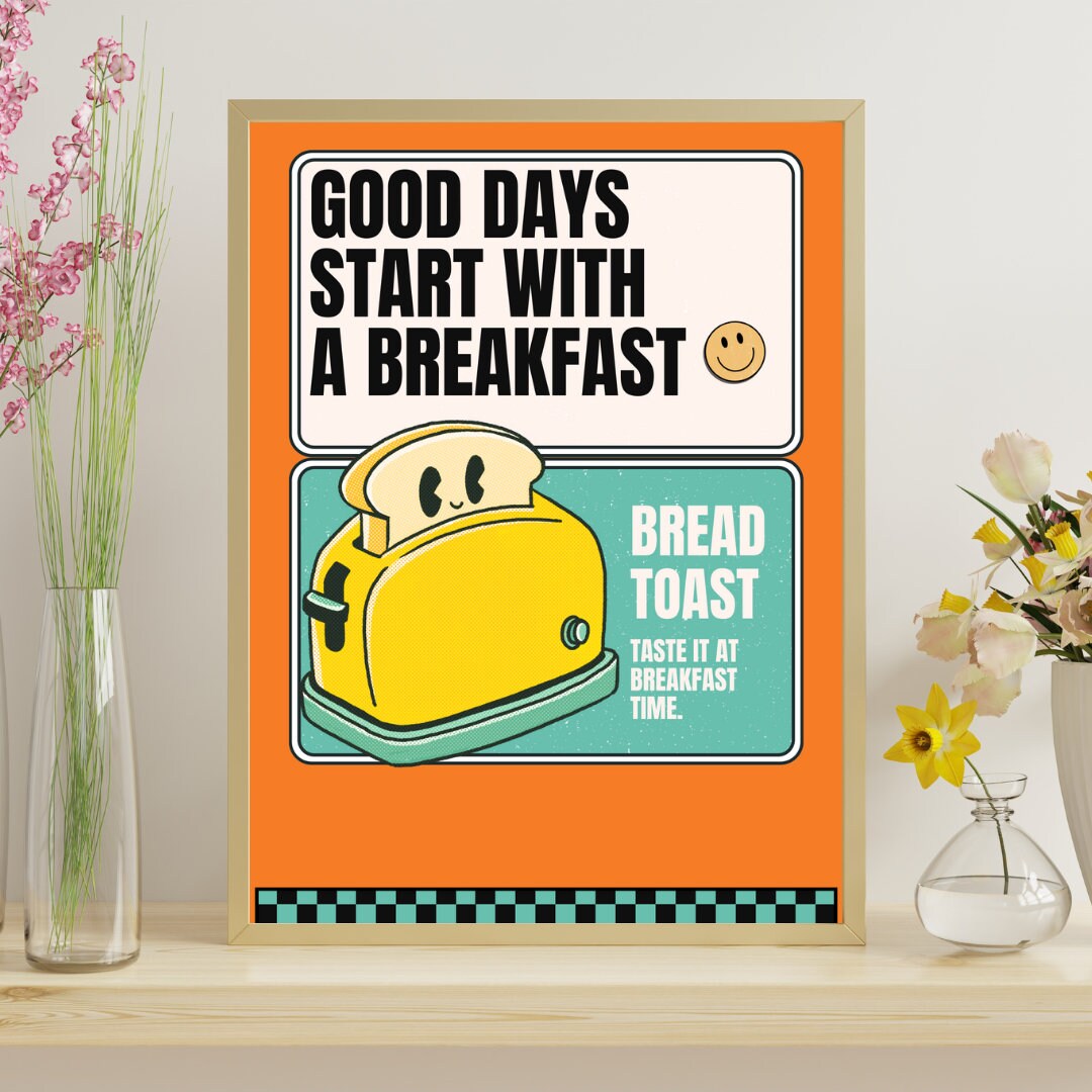 Retro Bed and Breakfast Kitchen Sign, Breakfast Nook, Airbnb Wall Art