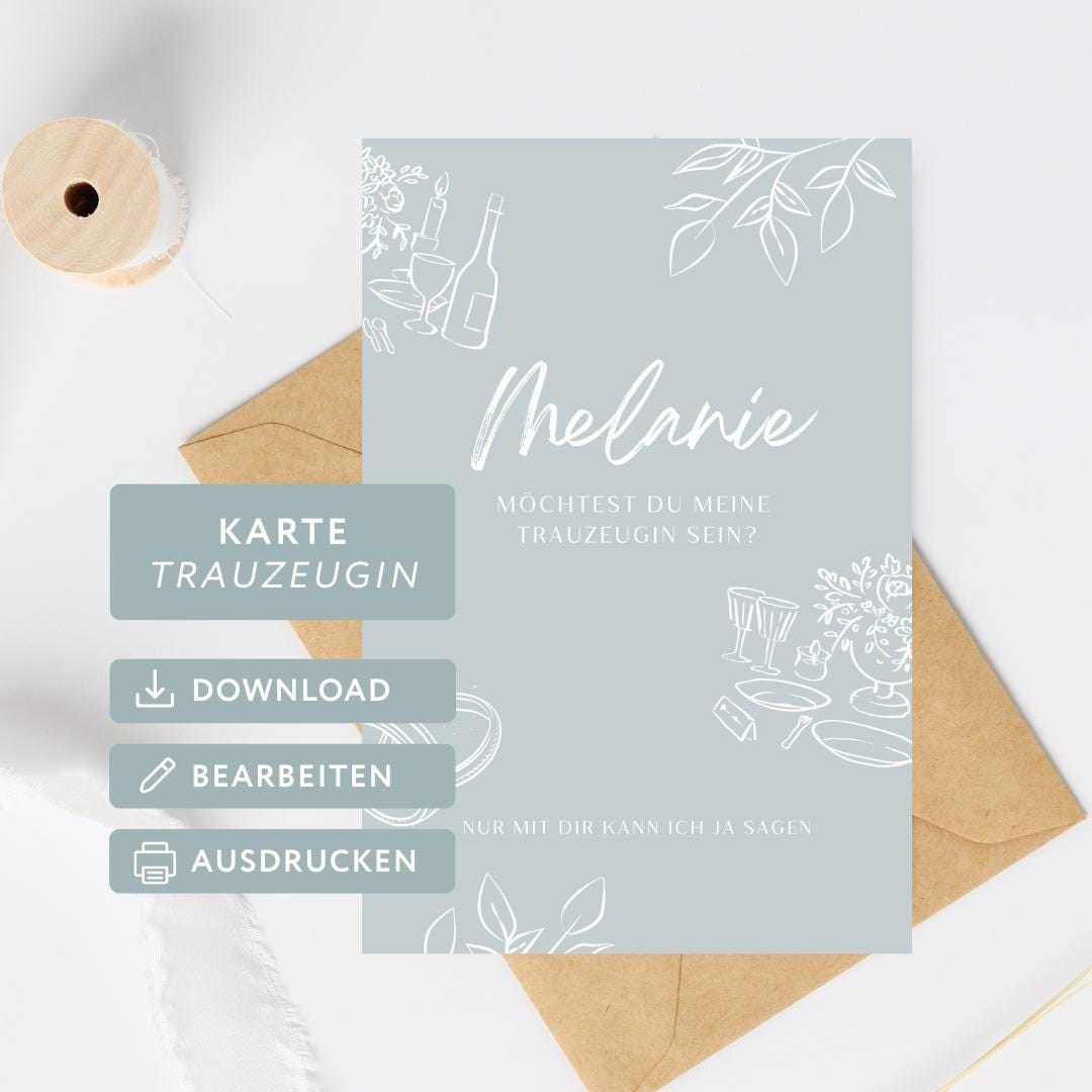 Karte Trauzeugin Hochzeit Karte selbst gestalten DIY I personalisierbar