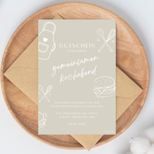 Voucher na wieczór gotowania I Personalizowany I Zrób to sam I Do wydrukowania