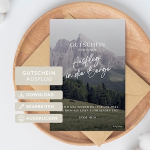 DIY-voucher voor een reis naar de bergen | aanpasbaar | printbaar