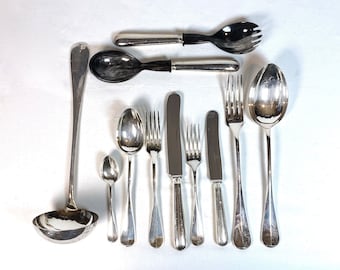 Pampaloni Italy Sterling Silver Flatware Set Lutetia 77 pcs | Italian 925 Cutlery Silverware Set 5 pc Serving Set Included