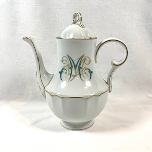Vintage CH Field Haviland Amadeus Mozart Coffee Pot or Teapot Limoges, France Porcelain | White Fine China AM Gold Rimmed