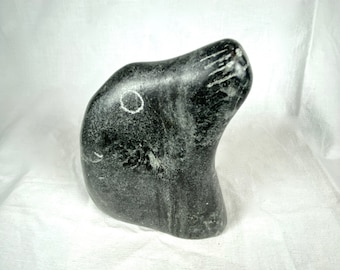 Inuit Soapstone Seal Head Carving | Indigenous Canadian Art Hand-Carved Sculpture
