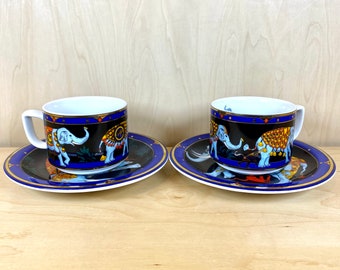 Bopla Wildlife Series Blue Elephant Cup & Saucer | EVOLUTION by Suisse Langenthal | Made in Switzerland