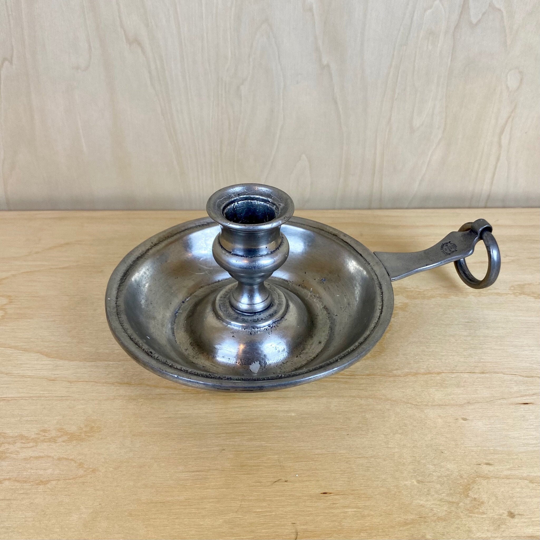 Vintage Pewter Chamberstick, Colonial Style Pewter Candle Holder, Early  American, Green Spruce Designs