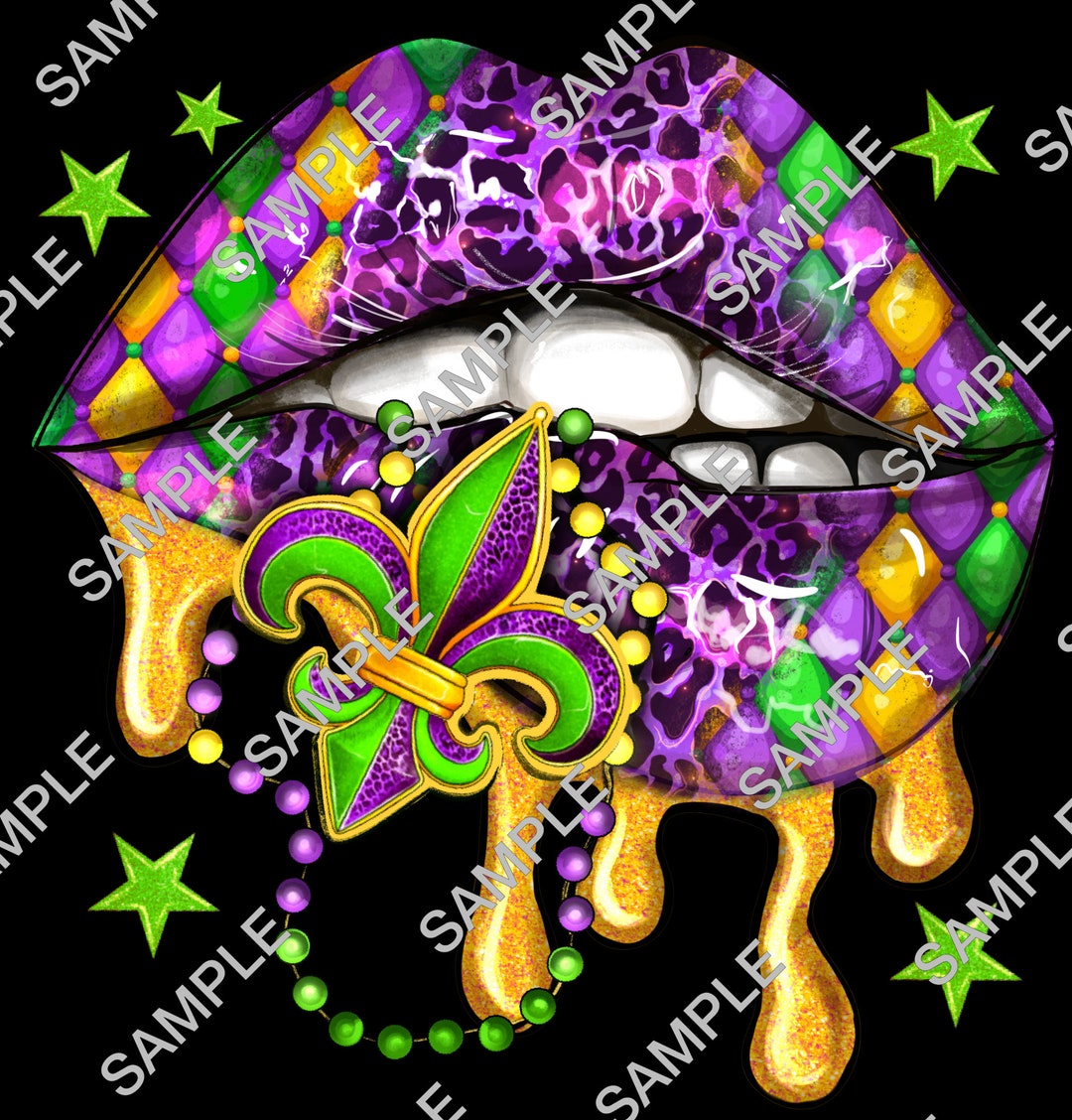 Mardi Gras Lips PNG - Etsy
