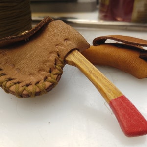Neckerchief Slide Woggle Axe with Sheath Leather Handmade