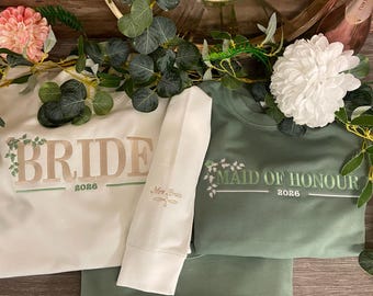 Bride jumper, Embroidered Bride Sweatshirt, Bridal gift, Bridesmaid jumper, Team Bride, Bridesmaid Sweatshirt, Wedding Apparel,