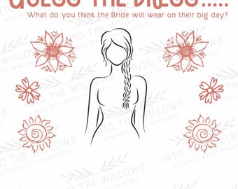 Juego de Adivina el Vestido para Despedida de Soltera / Hippie Rústico Retro / Juegos para Despedida de Soltera / Actividad para Despedida de Soltera / Descarga Digital / Imprimible / Despedida de Soltera /