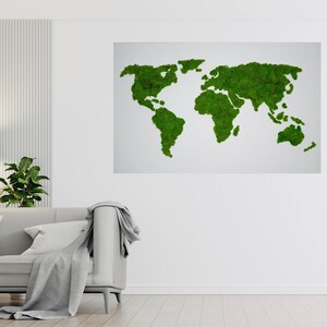 Moos auf Leinwand | Konserviertes Moos | Moos Wandkunst | Weltkarte | Blumenschmuck | Waldmoos | Wandkunst | Natürliche Wanddekoration