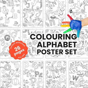 26 Printable Alphabet Coloring Pages Worksheets | Preschool Kindergarten Homeschool | Letter Recognition Worksheets  | Instant Download PDF