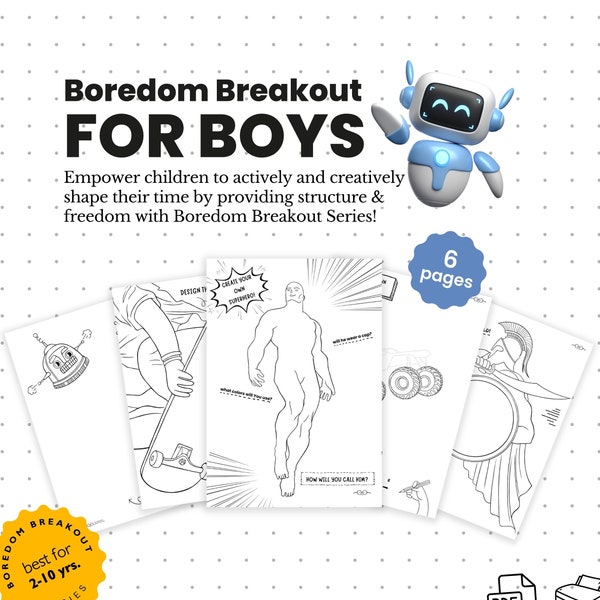Coloring Set for Boys | Superhero Car Robot Monstertruck Warrior | Activity Worksheets | Coloring Page for Boys | Printable Worksheet Boys