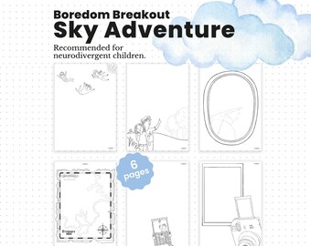 Colouring Set Sky Adventure | Activity Worksheet Educational | Colouring Page for Neurodiverget | Printable Worksheets for ADHD | Quiet Book