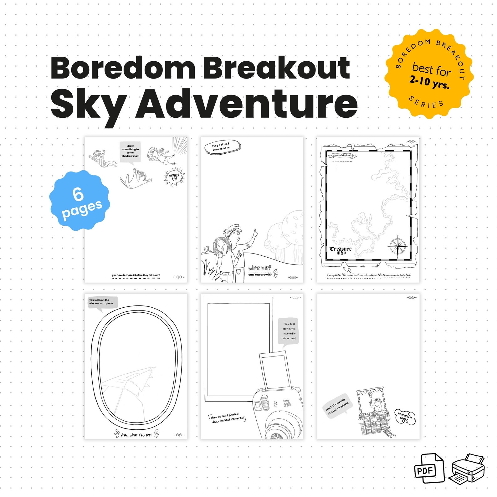 Coloring Set Sky Adventure | Activity Worksheets for Little Traveler ...