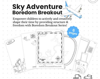 Coloring Set Sky Adventure | Activity Worksheets for little Traveler| Coloring Page | Digital Download | Printable Worksheet (Comic version)